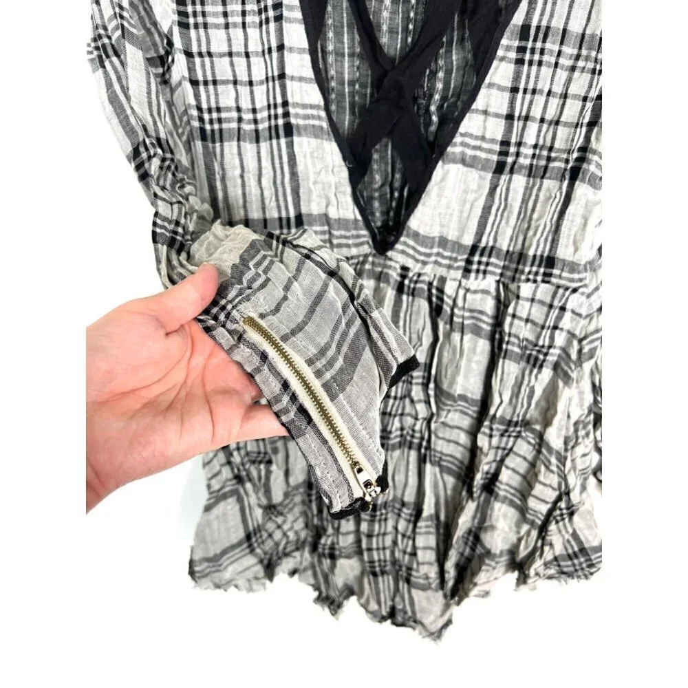 Free people‎ checkered tunic with pockets NWT